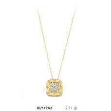 14 Ayar Altın Kare Taşlı Kolye KLY1942