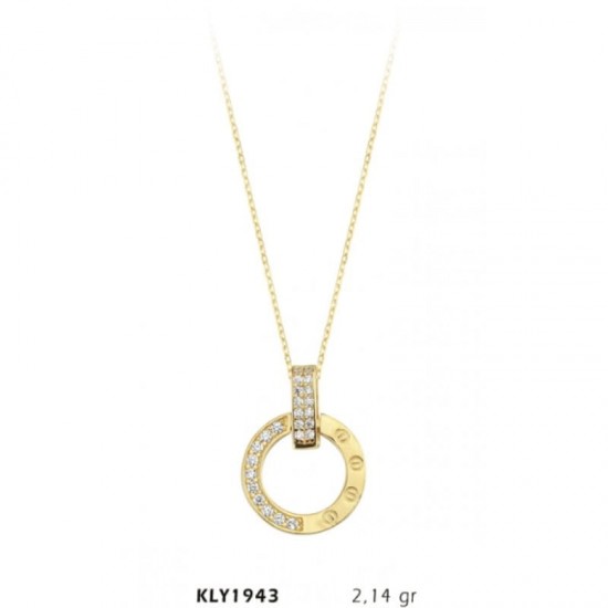 14 Ayar Altın Taşlı Halka Kolye KLY1943