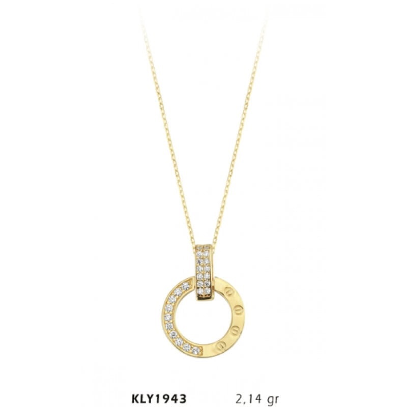 14 Ayar Altın Taşlı Halka Kolye KLY1943 14 Ayar Altın Taşlı Halka Kolye KLY1943