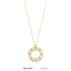 14 Ayar Altın Taşlı Halka Kolye KLY1947