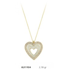 14 Ayar Altın Mineli Kalp Kolye KLY1954