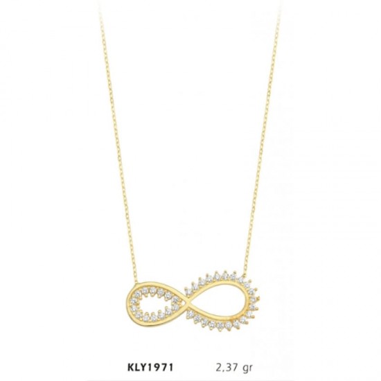 14 Ayar Altın Taşlı Sonsuzluk Kolye KLY1971 