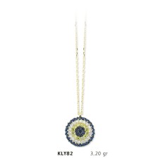 14 Ayar Altın Nazar Boncuğu Kolye KLY82