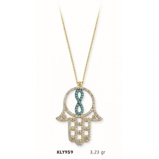 14 Ayar Altın Fatmanın Eli Kolye KLY959 14 Ayar Altın Fatmanın Eli Kolye KLY959