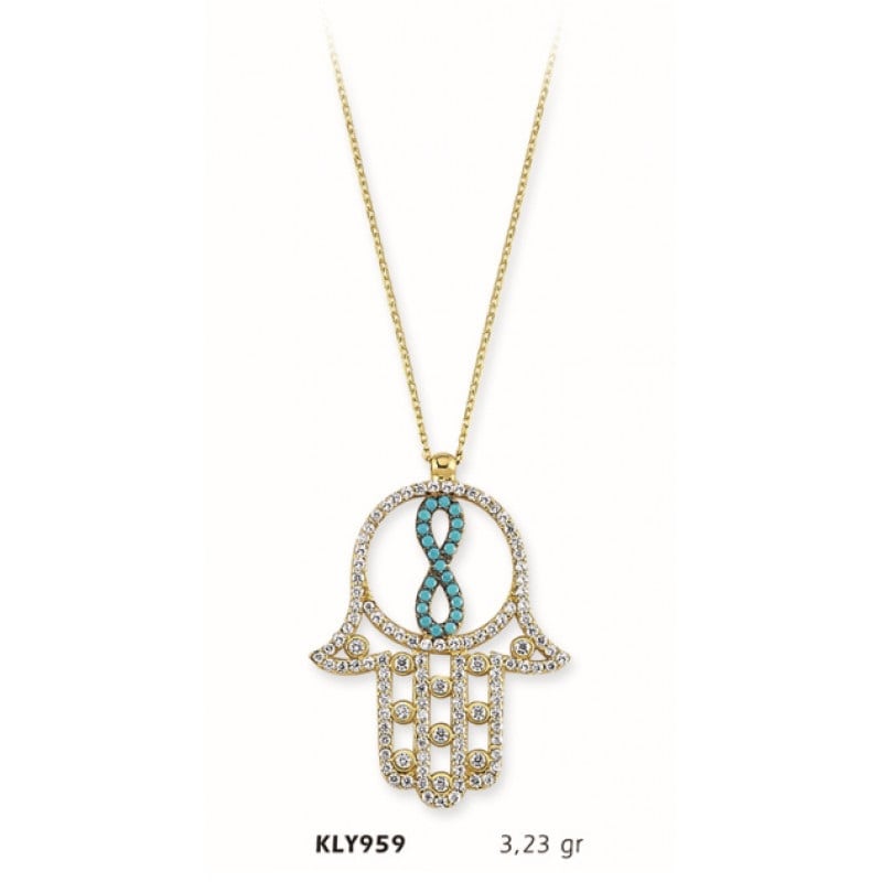 14 Ayar Altın Fatmanın Eli Kolye KLY959 14 Ayar Altın Fatmanın Eli Kolye KLY959