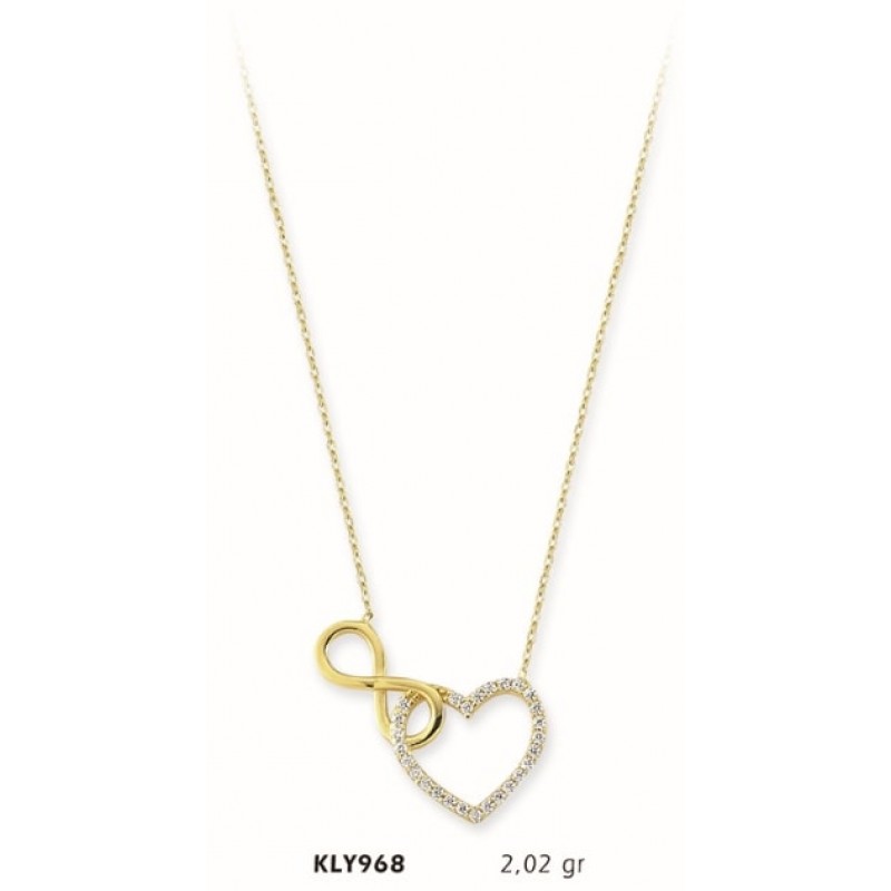 14 Ayar Kalp Sonsuzluk Kolye KLY968