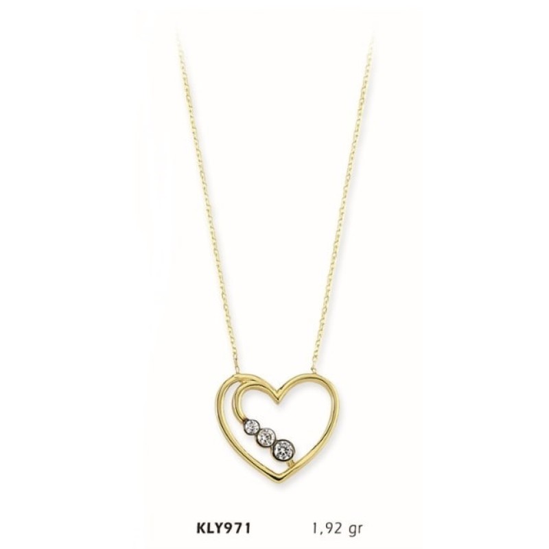 14 Ayar Altın Kalp Kolye KLY971 14 Ayar Altın Kalp Kolye KLY971