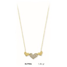 14 Ayar Altın Sıra Kalp Kolye KLY986