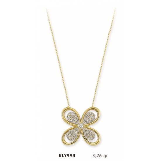 14 Ayar Altın Kelebek Kolye KLY993