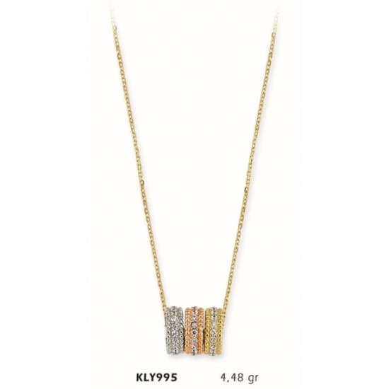 14 Ayar Altın Üç Renk Kolye KLY995