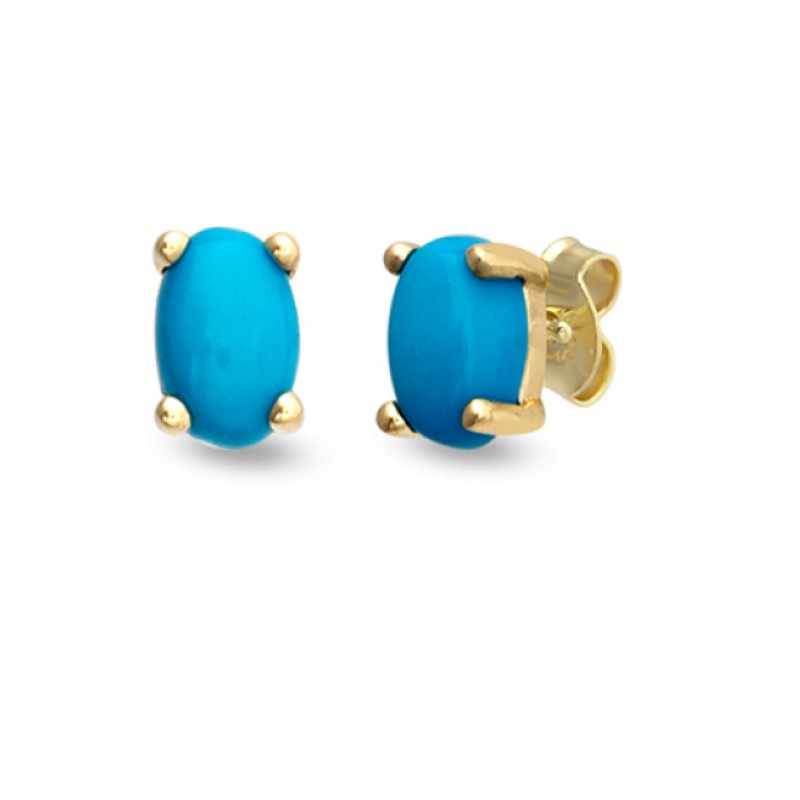 14 Ayar Altın Mavi Taşlı Küpe KP032