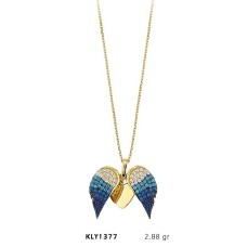 14 Ayar Altın Mavi Kanatlı KolyeKLY1377