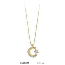  14 Ayar Altın Ay Yıldız Kolye KLY1379