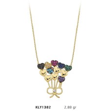 14 Ayar Altın Renkli Kalp Kolye KLY1382