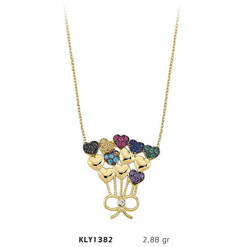 14 Ayar Altın Renkli Kalp Kolye KLY1382