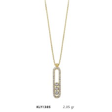 14 Ayar Altın Üç Taşlı Kolye KLY1385