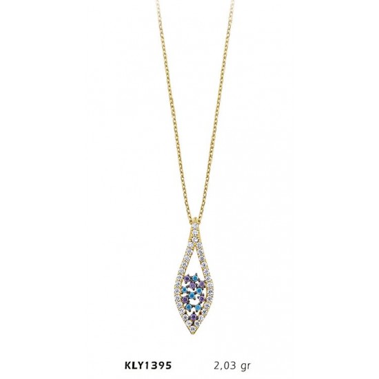 14 Ayar Altın Renli Taşlı Kolye KLY1395