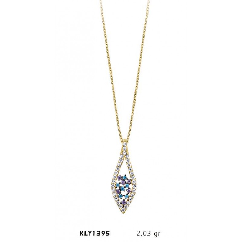 14 Ayar Altın Renli Taşlı Kolye KLY1395