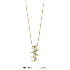 14 Ayar Altın Üç Taşlı Kolye KLY1407