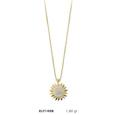 14 Ayar Altın Taşlı Güneş Kolye KLY1408