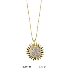 14 Ayar Altın Taşlı Güneş Kolye KLY1409
