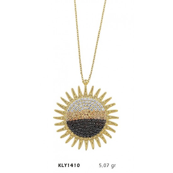 14 Ayar Altın Üç Renk Güneş Kolye KLY1410