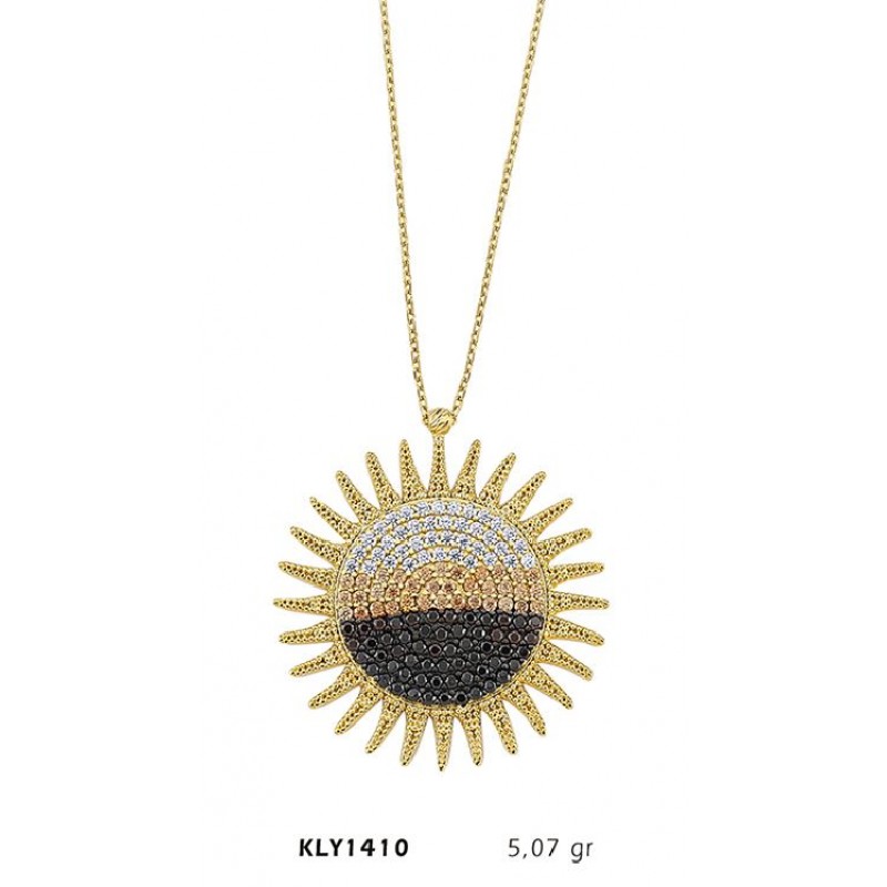 14 Ayar Altın Üç Renk Güneş Kolye KLY1410