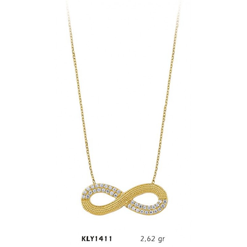 14 Ayar Altın Taşlı Sonsuzluk Kolye KLY1411
