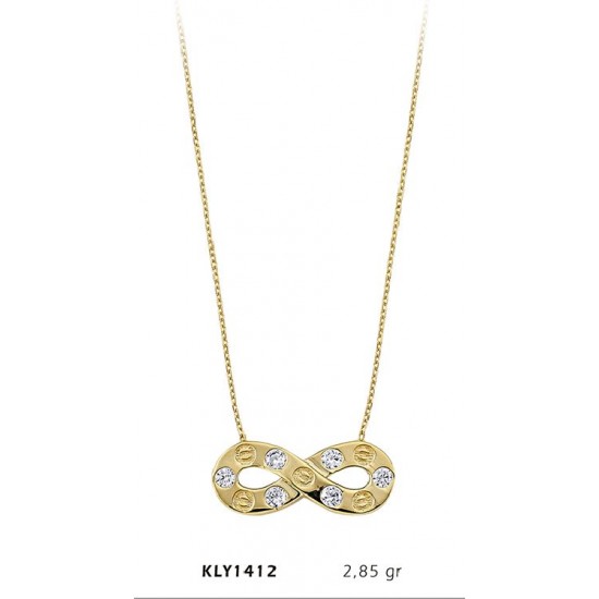14 Ayar Altın Taşlı Sonsuzluk Kolye KLY1412