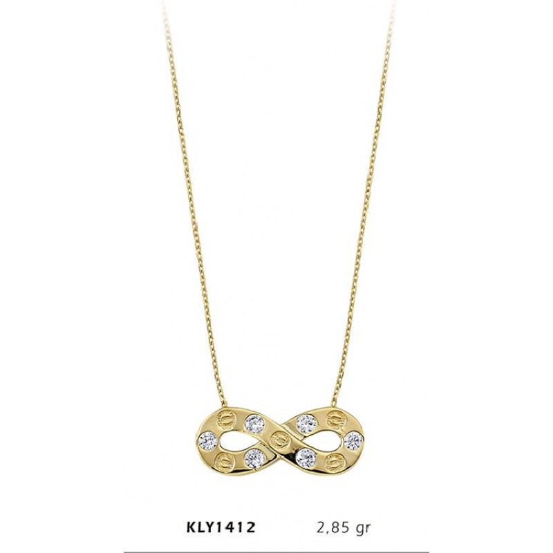 14 Ayar Altın Taşlı Sonsuzluk Kolye KLY1412