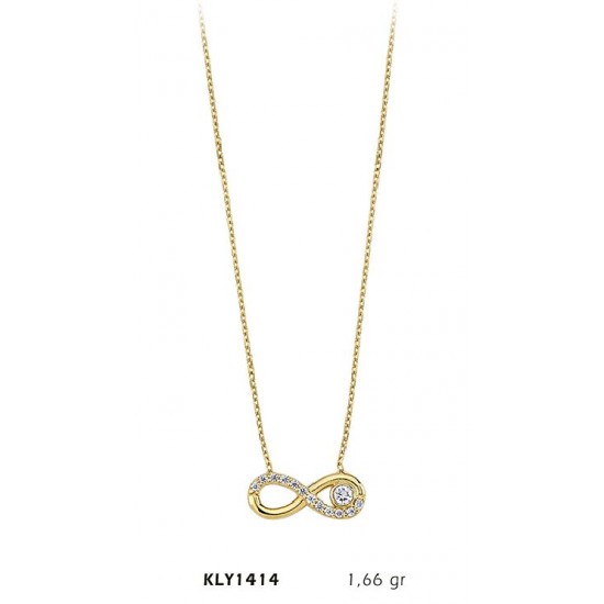 14 Ayar Altın Taşlı Sonsuzluk Kolye KLY1414