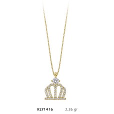 14 Ayar Altın Taşlı Kral Tacı Kolye KLY1416