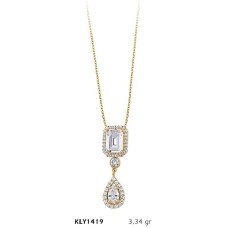 14 Ayar Altın Sallantı Baget Kolye KLY1419
