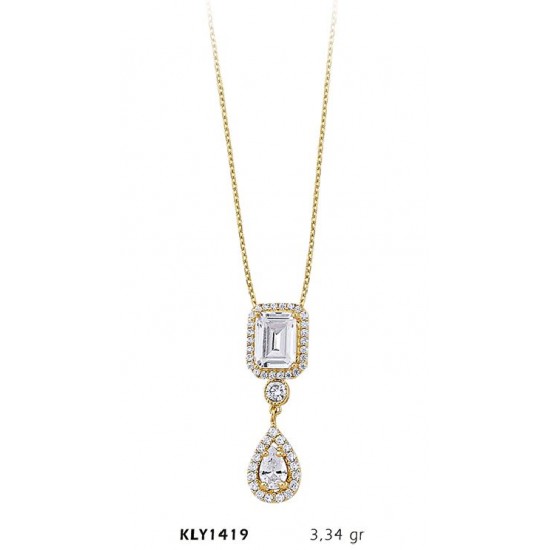 14 Ayar Altın Sallantı Baget Kolye KLY1419