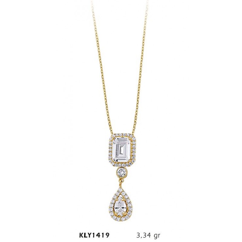 14 Ayar Altın Sallantı Baget Kolye KLY1419