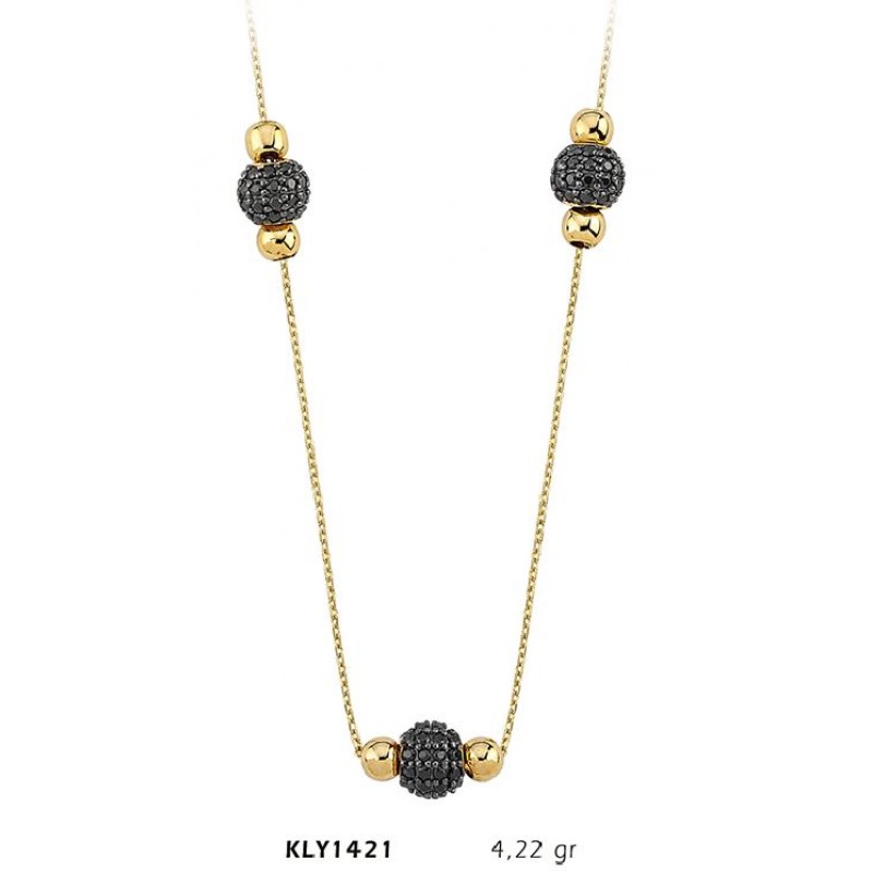 14 Ayar Altın Üç Top Kolye KLY1421