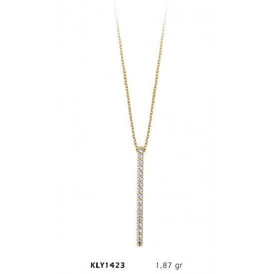 14 Ayar Altın Tek Sıra Taşlı Kolye KLY1423
