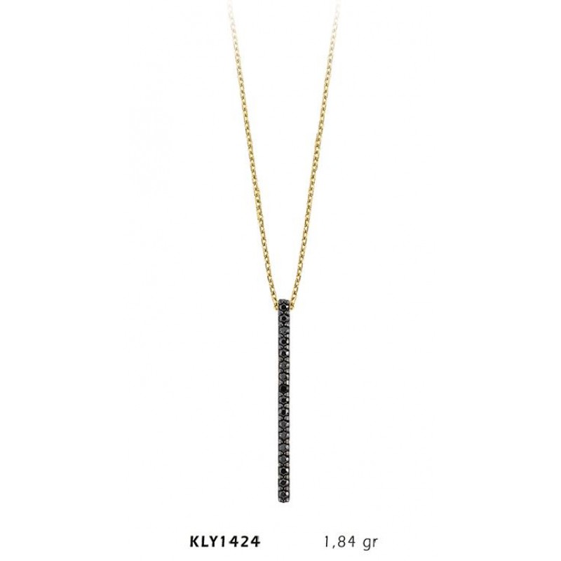 14 Ayar Altın Tek Sıra Taşlı Kolye KLY1424