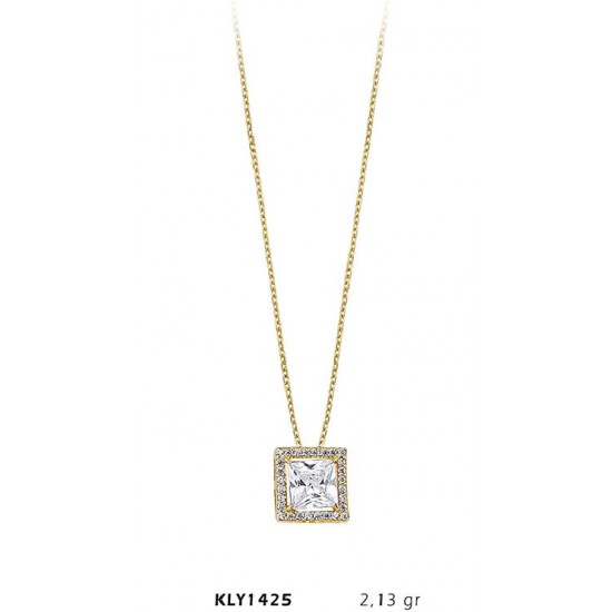 14 Ayar Altın Kare Kolye KLY1425