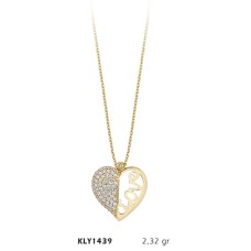 14 Ayar Altın Kalp Love Kolye KLY1439