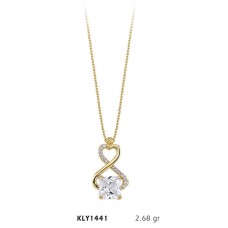 14 Ayar Altın Taşlı Kalp Kolye KLY1441