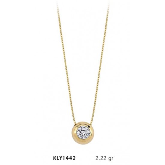 14 Ayar Altın Tektaş Kolye KLY1442