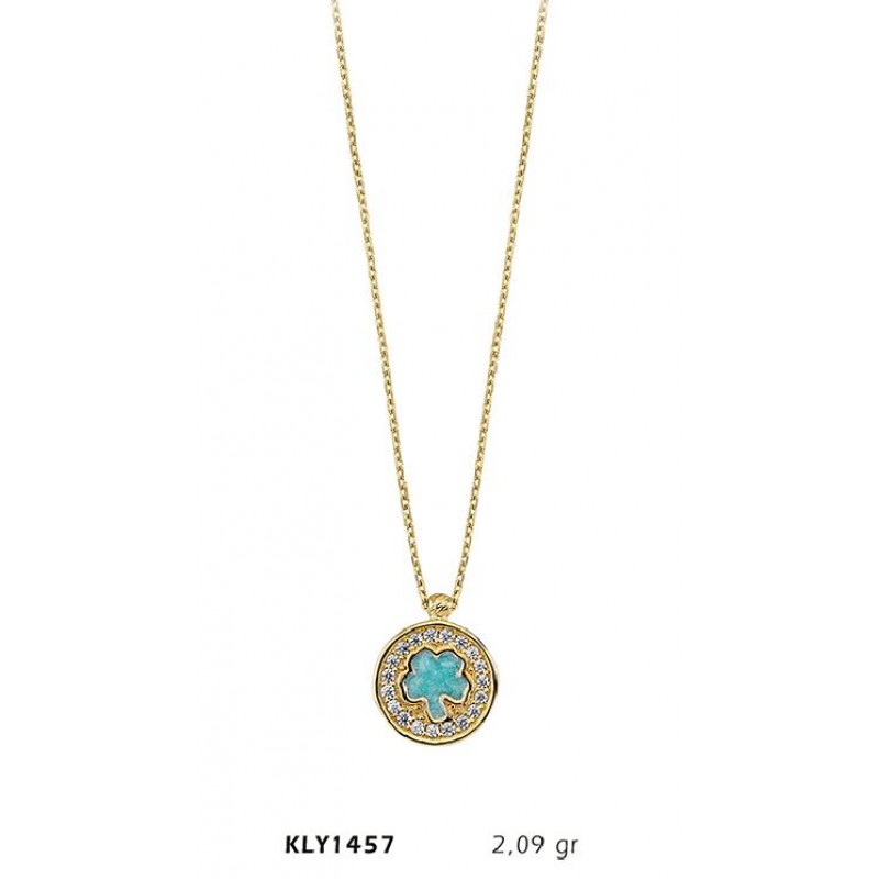 14 Ayar Altın Yonca Daire Kolye KLY1457