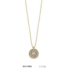 14 Ayar Altın Yonca Daire Kolye KLY1458