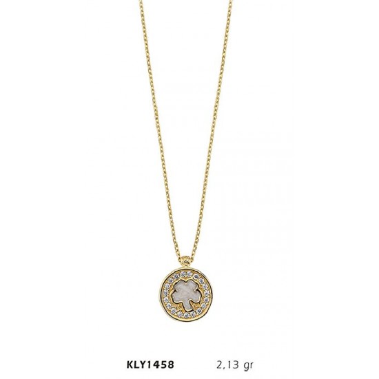 14 Ayar Altın Yonca Daire Kolye KLY1458
