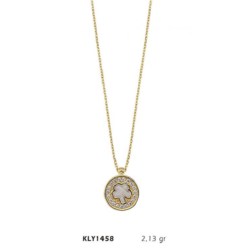 14 Ayar Altın Yonca Daire Kolye KLY1458