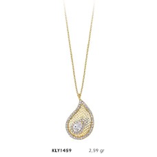 14 Ayar Altın Taşlı Damla Kolye KLY1459
