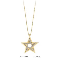 14 Ayar Altın Taşlı Yıldız Kolye KLY1461
