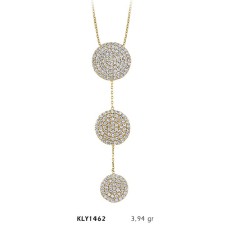 14 Ayar Altın Üç Taşlı Kolye KLY1462