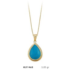 14 Ayar Altın Firuze Taşlı Kolye KLY1465